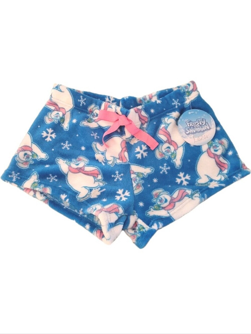 WB FROSTY THE SNOWMAN PLUSH LOUNGE SLEEP SHORTS SIZE LARGE BLUE NWT WINTER SOFT